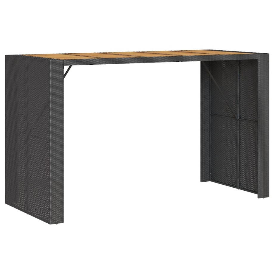 vidaXL Ogrodowy stół barowy z akacjowym blatem, czarny, 185x80x110 cm