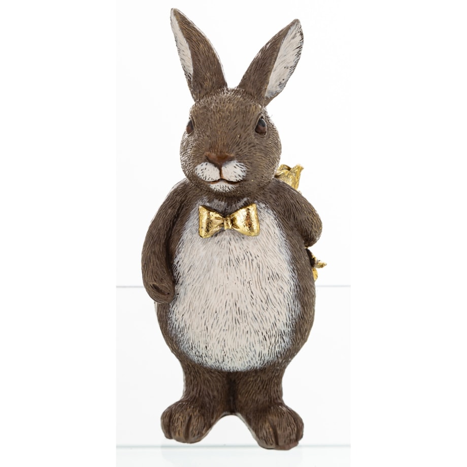 Dekoracja - para króliczków z prezentami 13x5,5x5,5 cm jasno i ciemnoszary