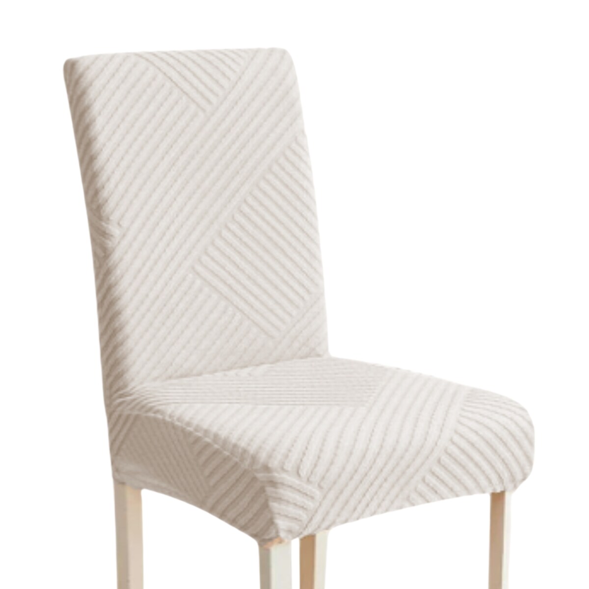 POKROWIEC NA KRZESŁO JASNY SZARY ŻAKARD PRĄŻKI [10-Z2-JSZ]