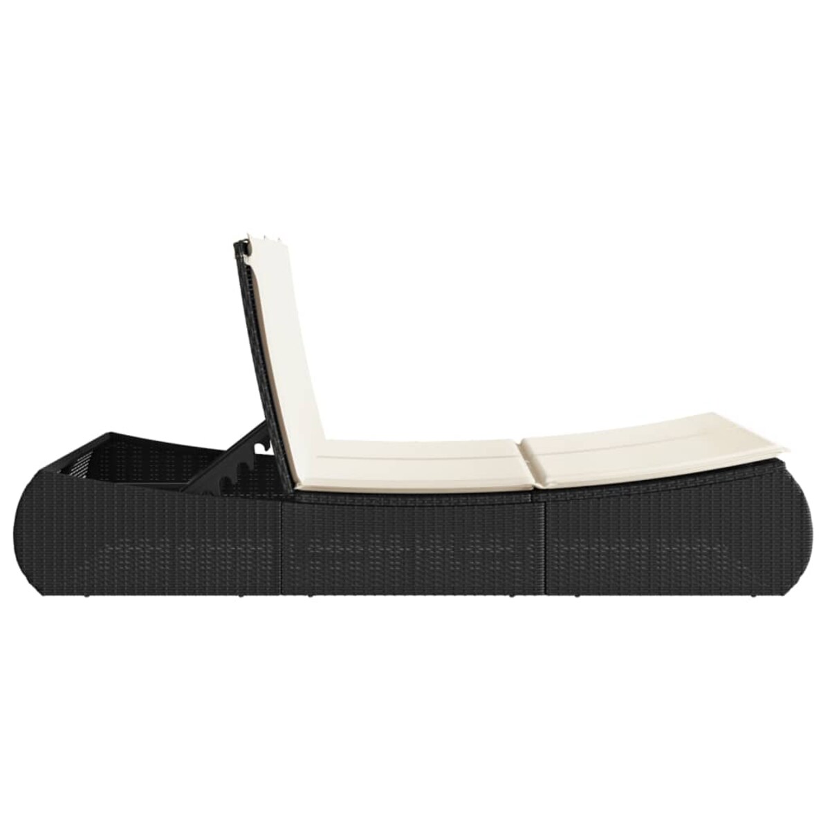 vidaXL Podwójna leżanka z poduszkami, czarna, polirattan