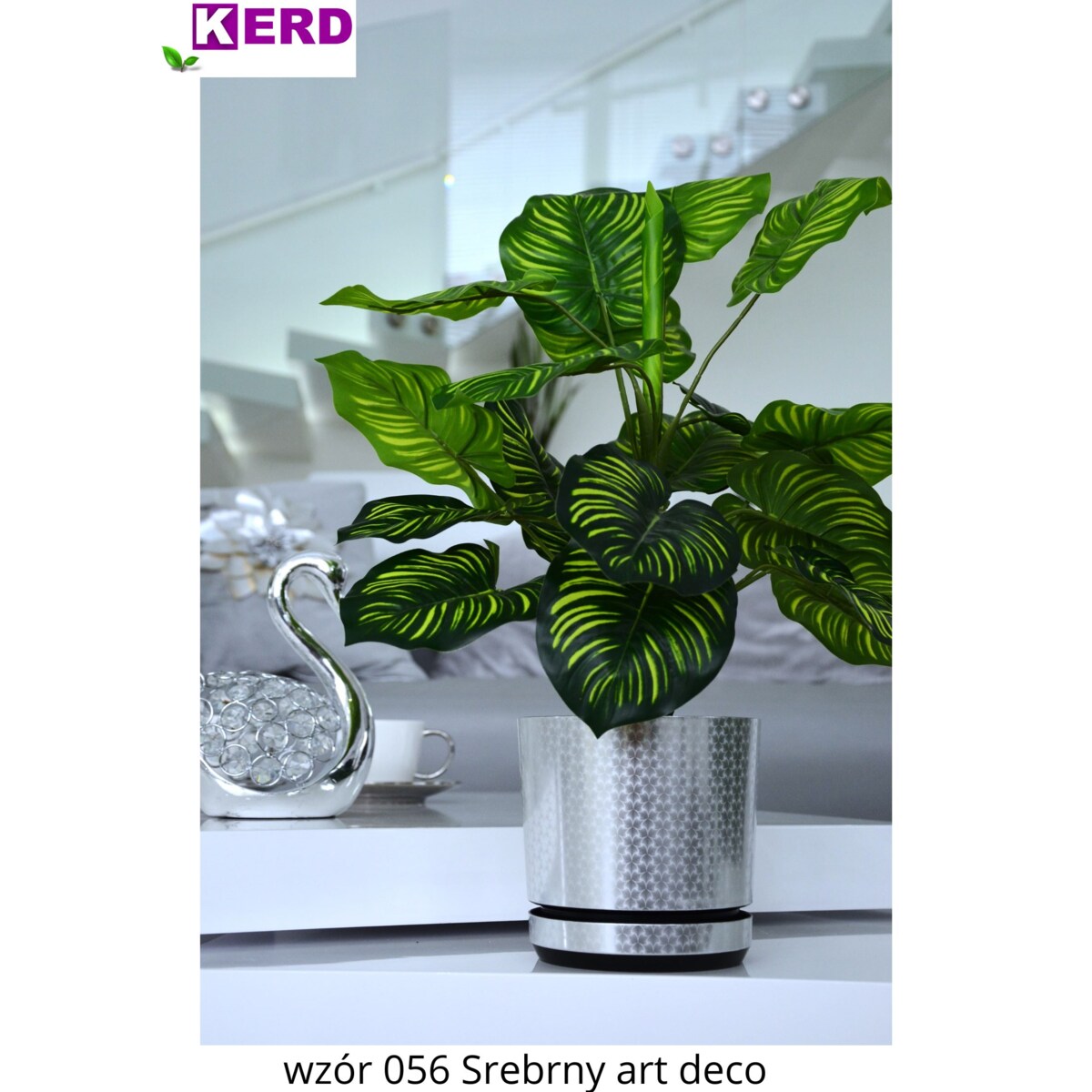 18 cm piękny wzór SREBRY ART - DECO piękny elegancki deseń niezwykły wzór glamour ekskluzywna