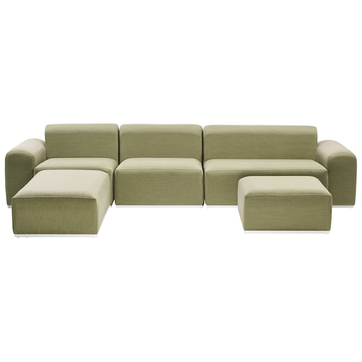 Sofa ogrodowa z otomaną dla 7 osób BATTIFOLLO Oliwkowy Modułowy