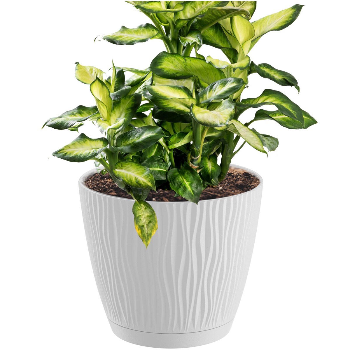 Doniczka Okrągła Z Podstawką Domowa Biała X2