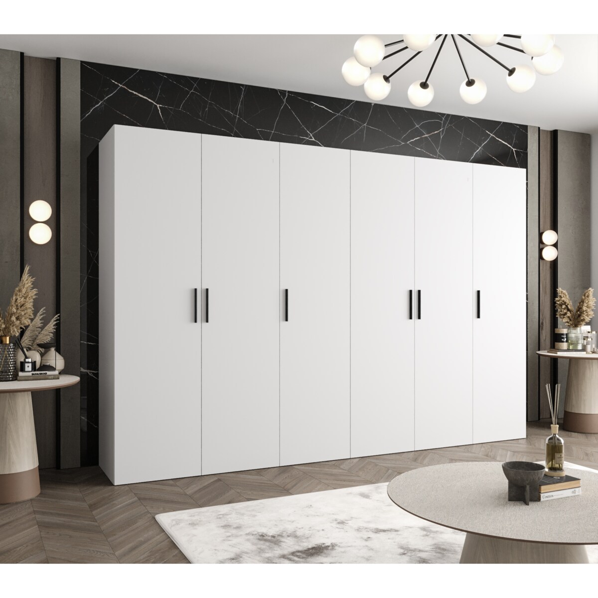 Szafa uchylna otwierana BARI 1 300 wys. 202 cm Biały + u. Czarny