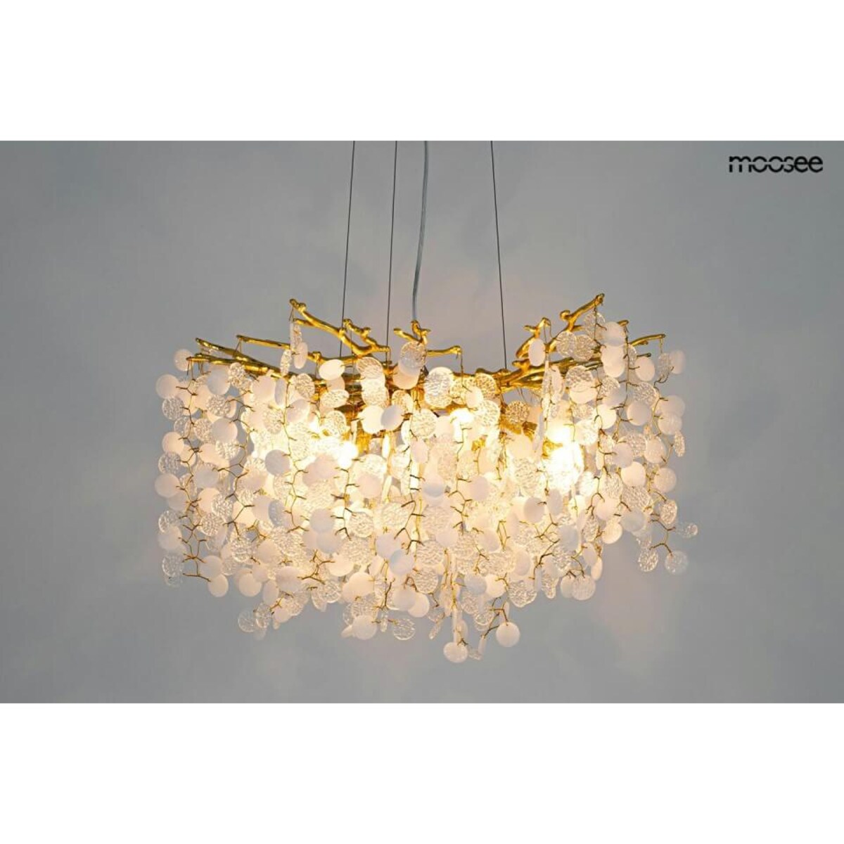 Designerska lampa wisząca Riviera MSE010100391 Moosee glamour kryształowa złota biała