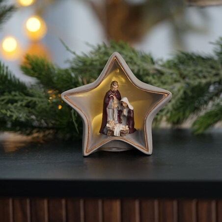 VILLA ITALIA Szopka bożonarodzeniowa LED Gwiazda 9,5 cm HOLY FAMILY