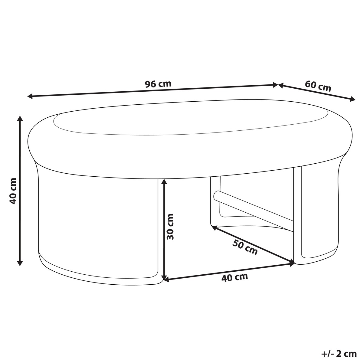 Stolik kawowy ogrodowy LIVADEIA 60 cm 96 cm Rattan Naturalny