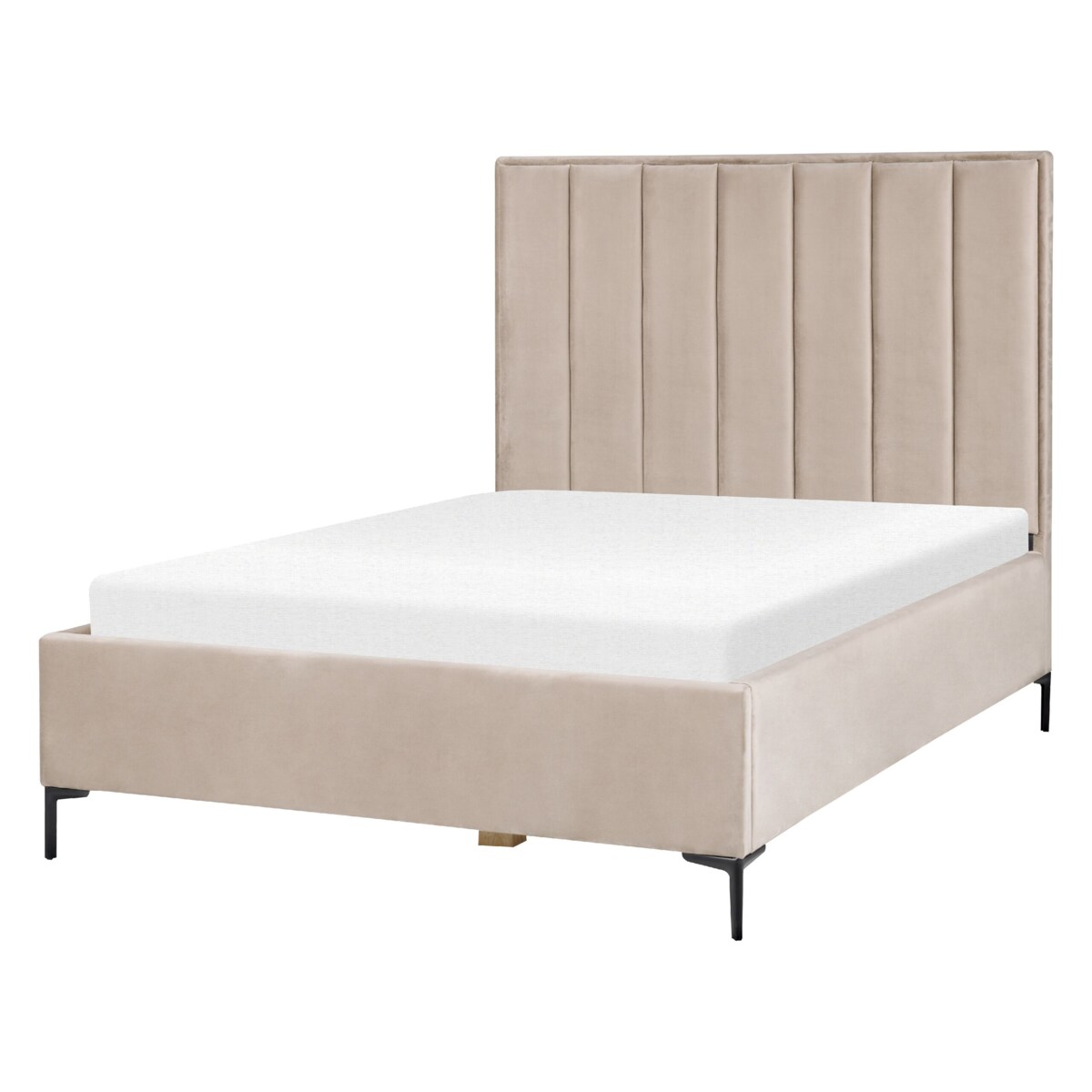 Zestaw mebli do sypialni welurowy 140 x 200 cm szarobeżowy SEZANNE