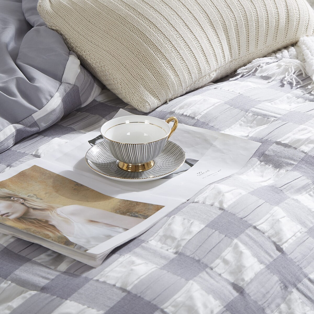 POŚCIEL 220X200 KOMPLET POŚCIELI MARSZCZONEJ 2 POSZEWKI 70X80 MIKROFIBRA