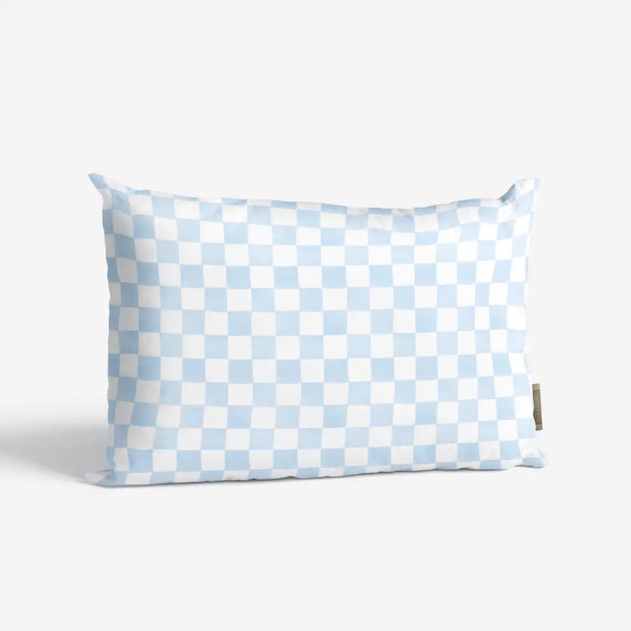 Poduszka świąteczna - błękitna krata