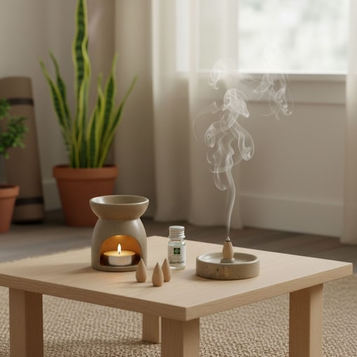 Kominek zapachowy + kadzidła HAPO, 9 elementów