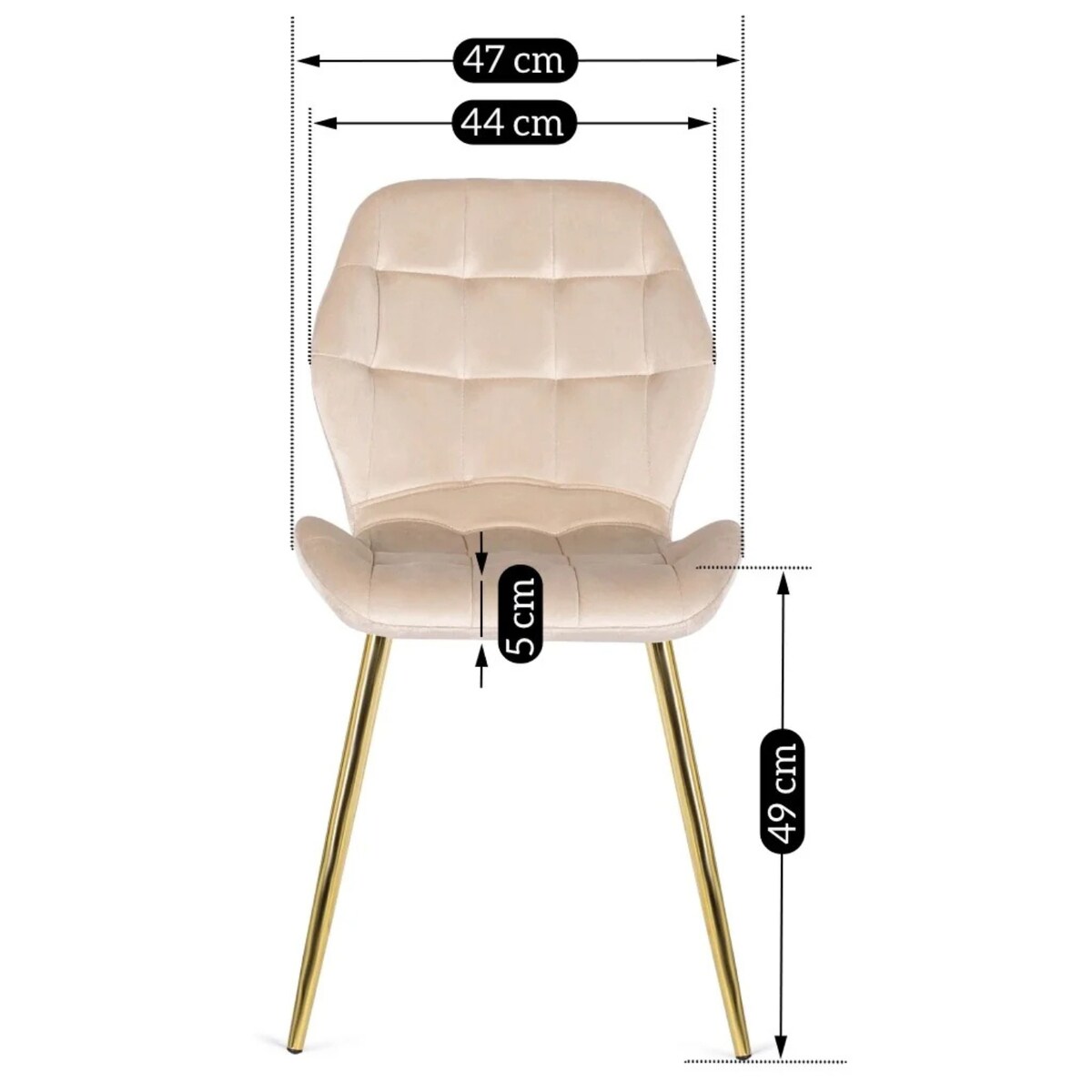 Krzesło Do Salonu Jadalni Ze Złotymi Nogami Welurowe Velvet Kremowe LUCKY