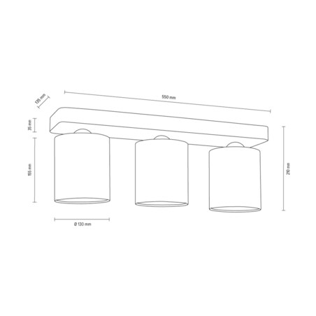 Lampa Sufitowa BRITOP Lighting 3xE27 Max.25W Klasyczny Szary Beton z Białą Tkaniną, Polski Producent, 1 szt.