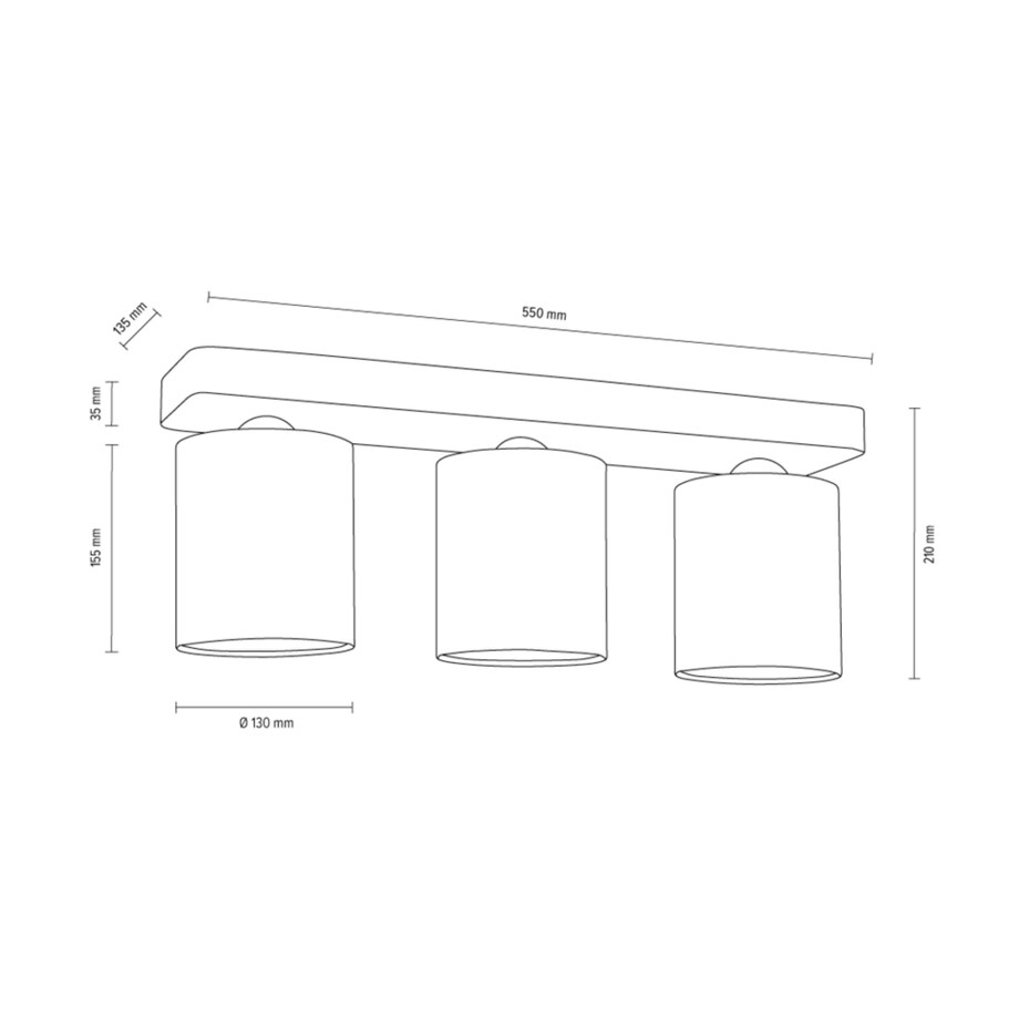 Lampa Sufitowa BRITOP Lighting 3xE27 Max.25W Klasyczny Szary Beton z Białą Tkaniną, Polski Producent, 1 szt.
