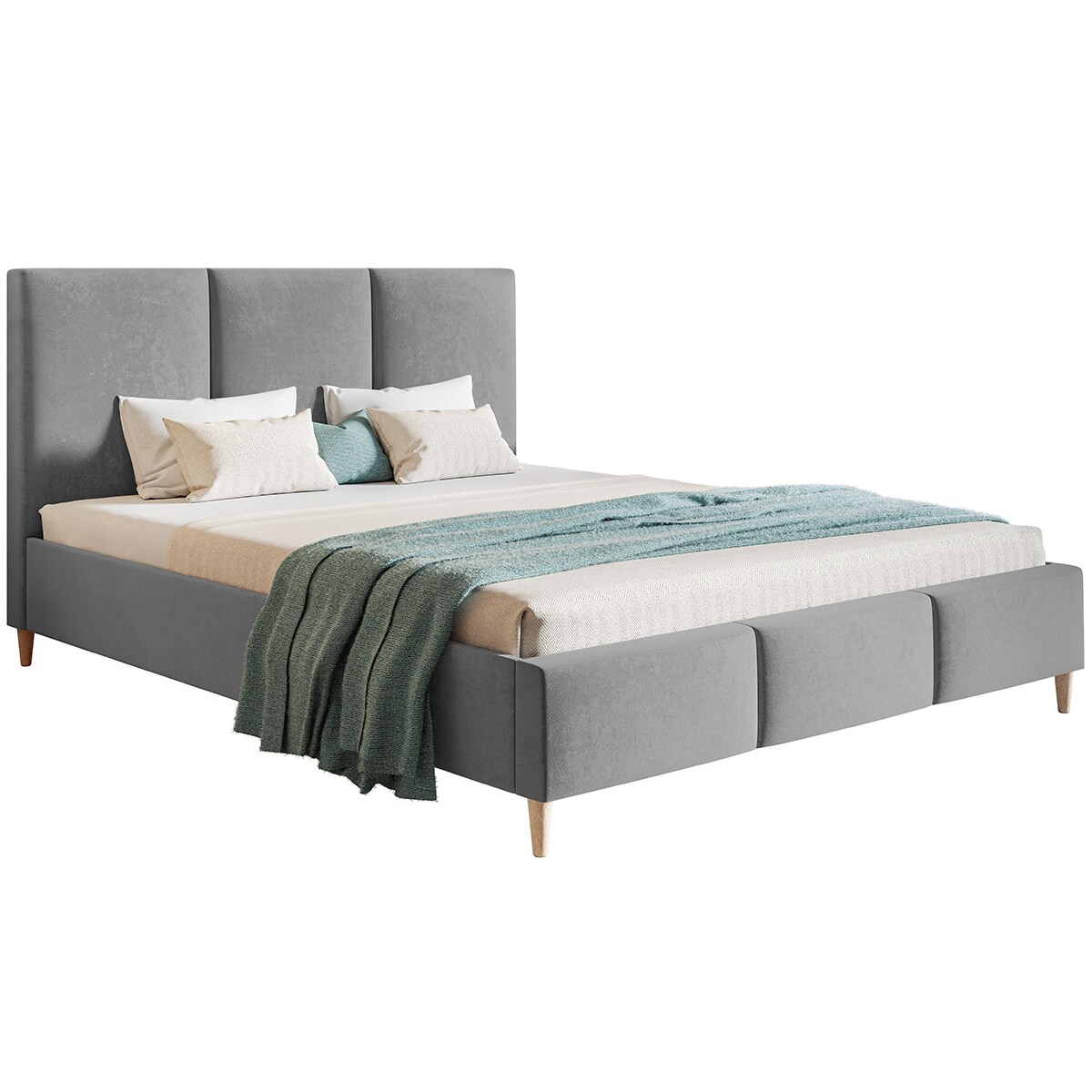 Łóżko sypialniane 180x200 LUXO 7 tapicerowane na wysokich nogach - szare