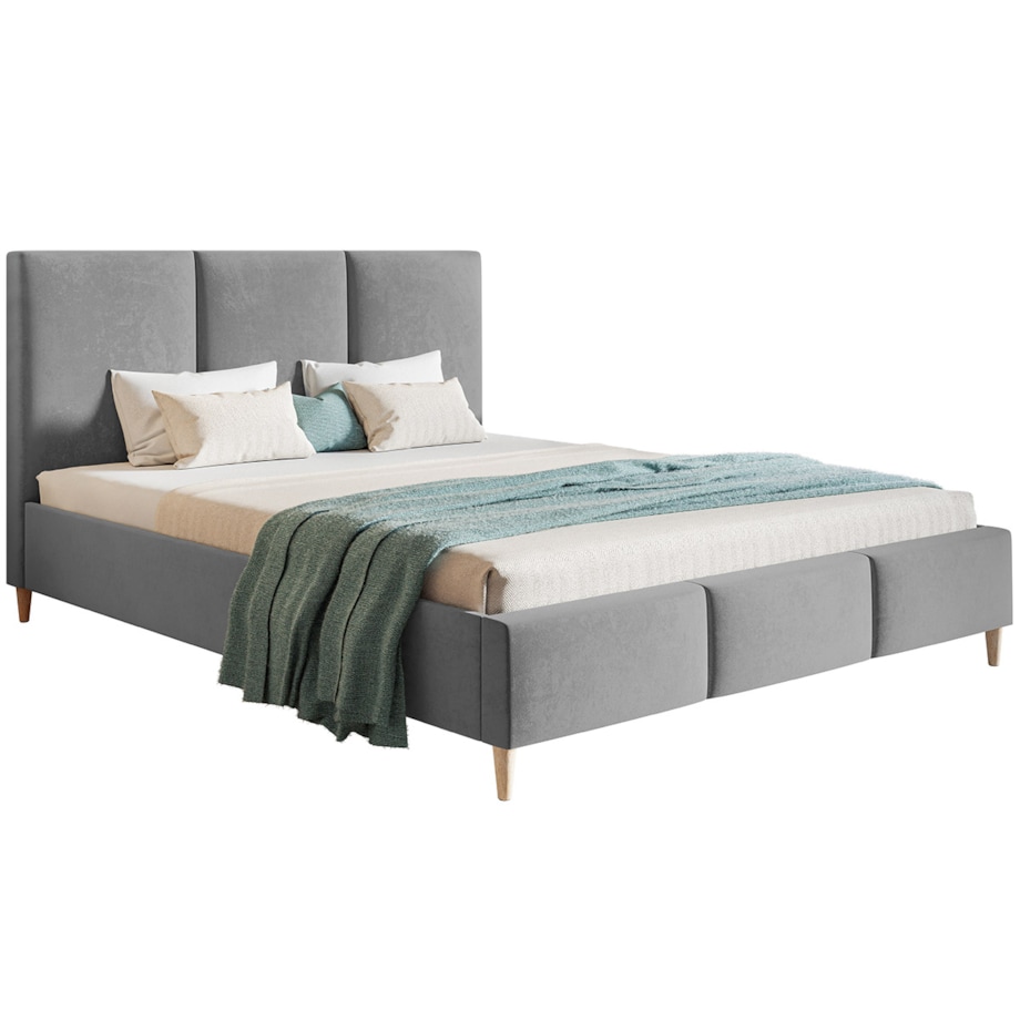 Łóżko sypialniane 180x200 LUXO 7 tapicerowane na wysokich nogach - szare