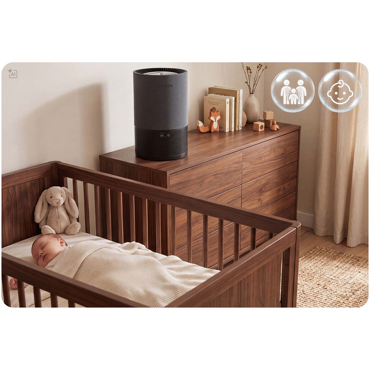Nawilżacz powietrza Berdsen BD-503 ewaporacyjny 350 ml/h 5L oczyszczacz czarny