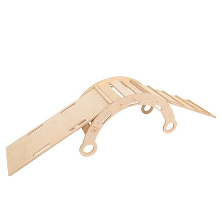 Small Dream Rocker Naturalne Drewno & Zjeżdżalnia & Drabinka z Szarą Poduszką