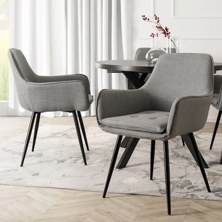 Krzesło Tapicerowane Kubełkowe Do Jadalni Salonu Kuchni Szare EDRICK