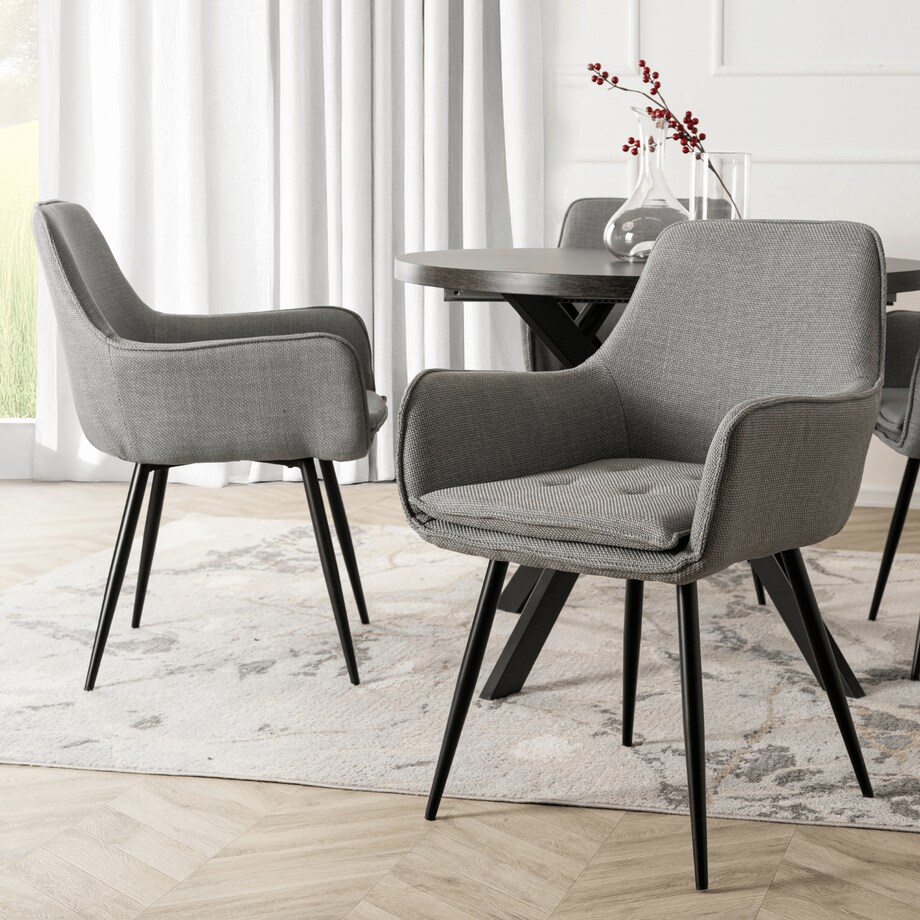 Krzesło Tapicerowane Kubełkowe Do Jadalni Salonu Kuchni Szare EDRICK