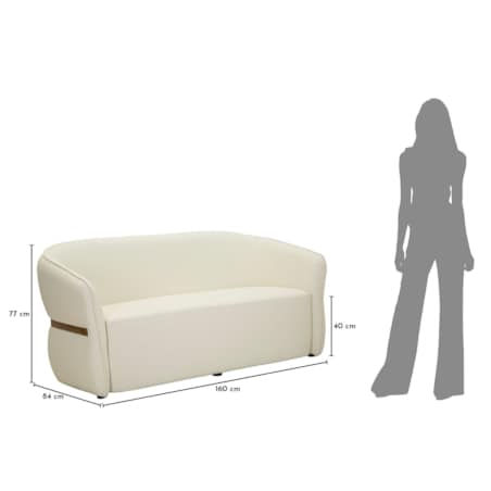 Sofa Minsk, kolor biały i złoty, drewno sosnowe, płyta MDF i poliuretan (PU), 160 x 84 x 77 cm, styl nowoczesny, do salonu, Mauro Ferretti