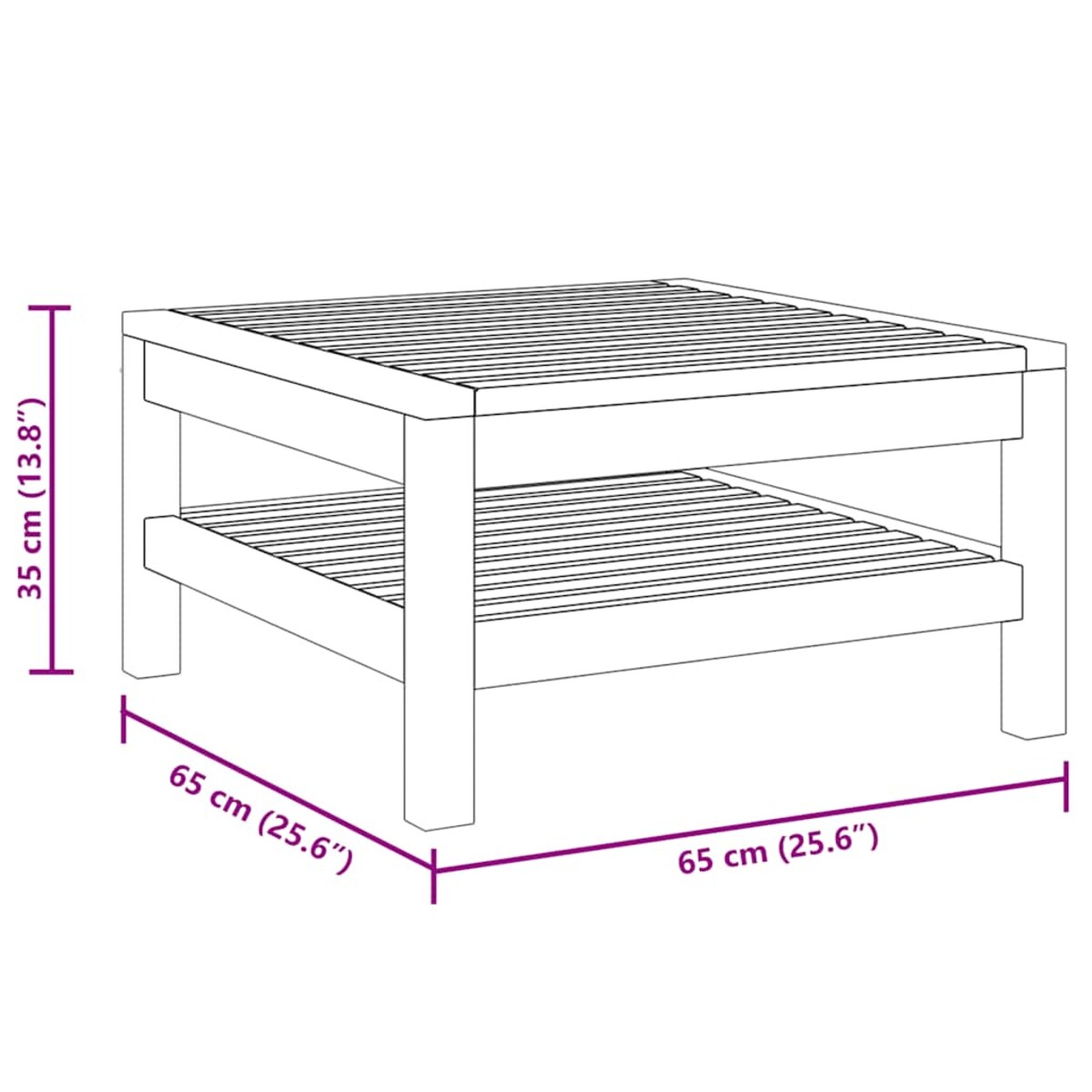 vidaXL Stolik kawowy, 65 x 65 x 35 cm, lite drewno akacjowe