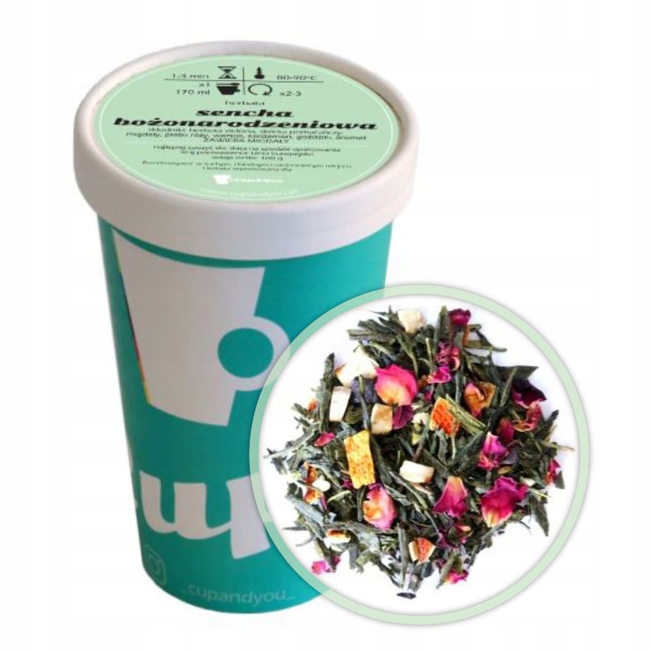 Najlepsza liściasta herbata zielona SENCHA BOŻONARODZENIOWA goździki 100g