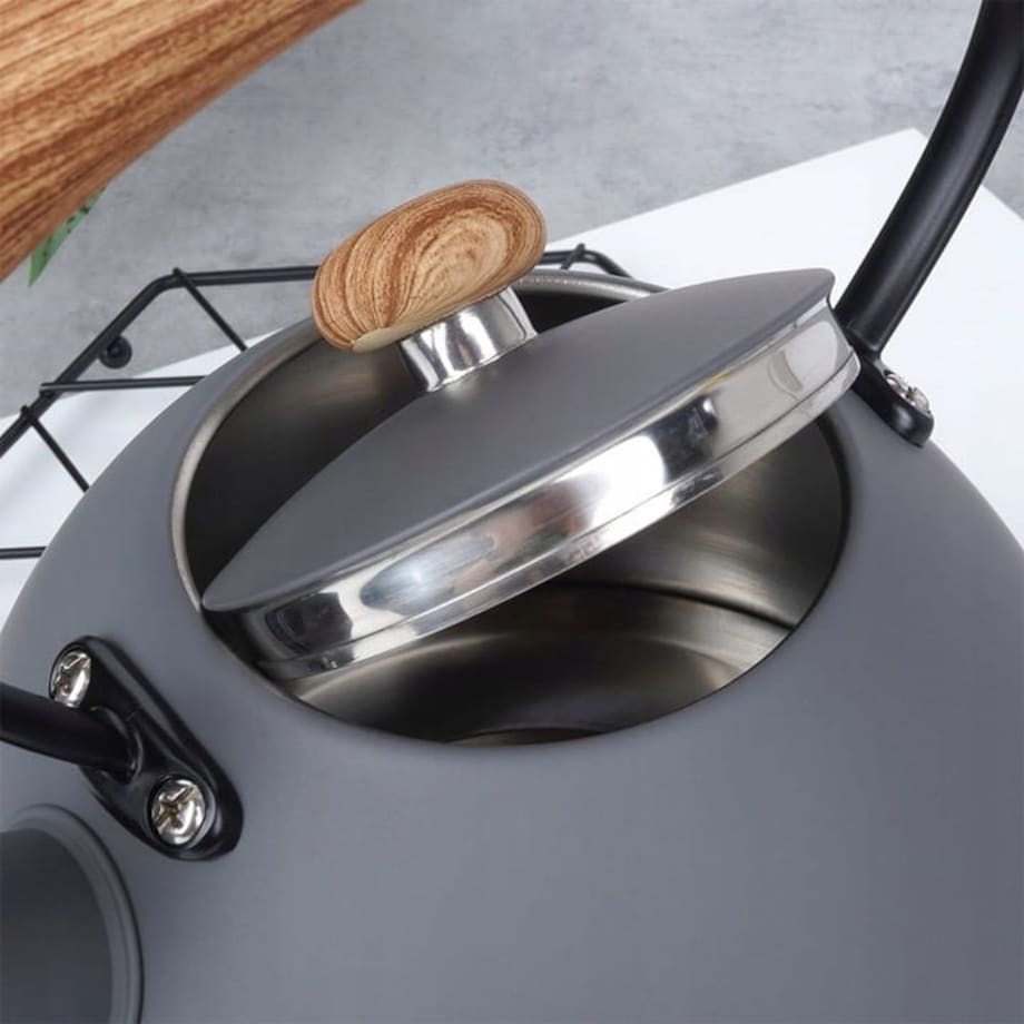 Czajnik Szary Stalowy z Gwizdkiem Gotowania Wody Tradycyjny metalowy na Gaz