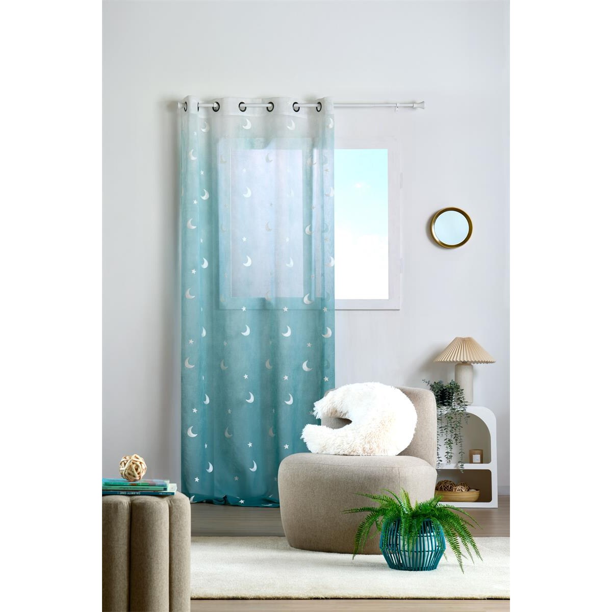 Firana z motywem księżyca 140 x 260 cm