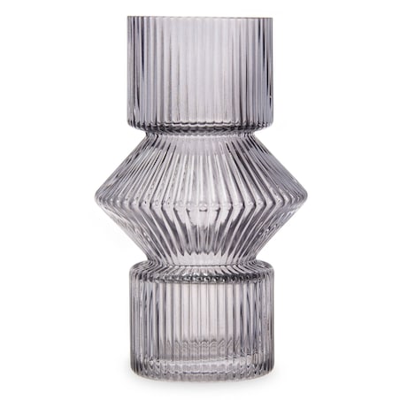 Szklany wazon ryflowane szkło, 9,5 x 16,5 cm