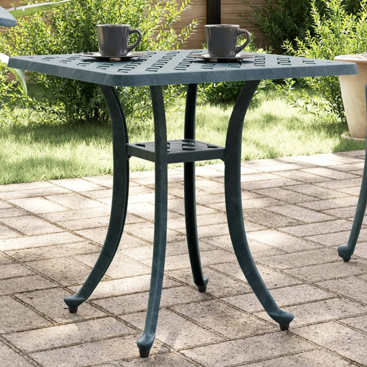 vidaXL Stolik ogrodowy, zielony, 53x53x53 cm, odlewane aluminium