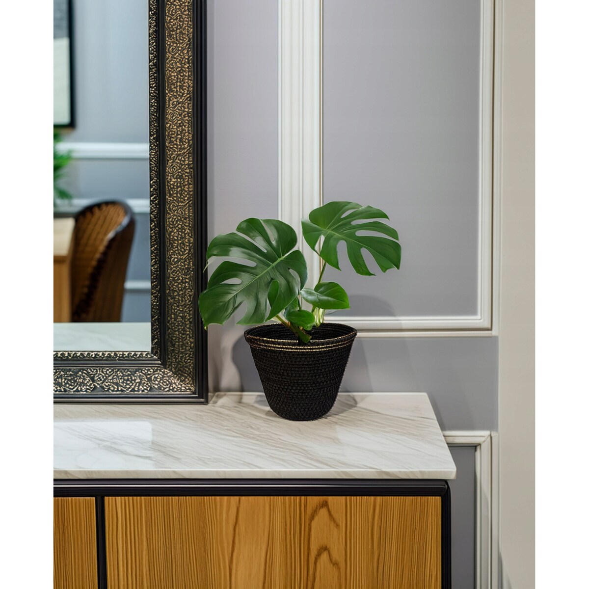 DONICZKA CZARNA 20cm osłonka duża boho na balkon taras wrzosy zamiokulkas