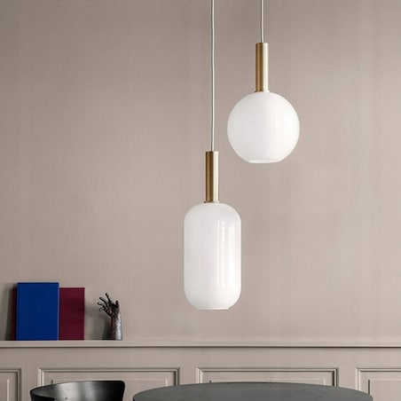 Lampa Wisząca Sufitowa Szklana Mleczna Złota Biała