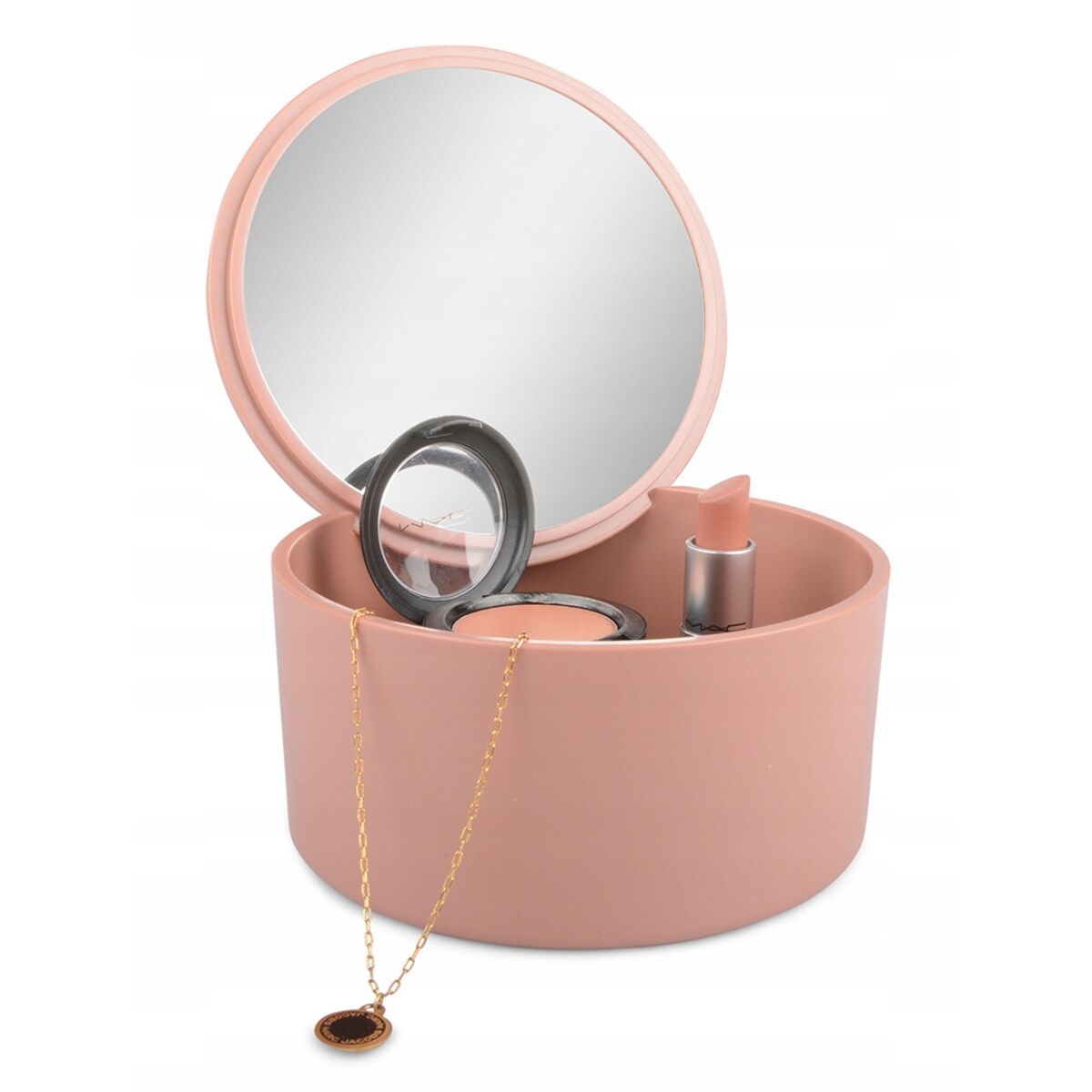 POJEMNIK KOSMETYCZNY pudełko brzoskwiniowy śr 14cm