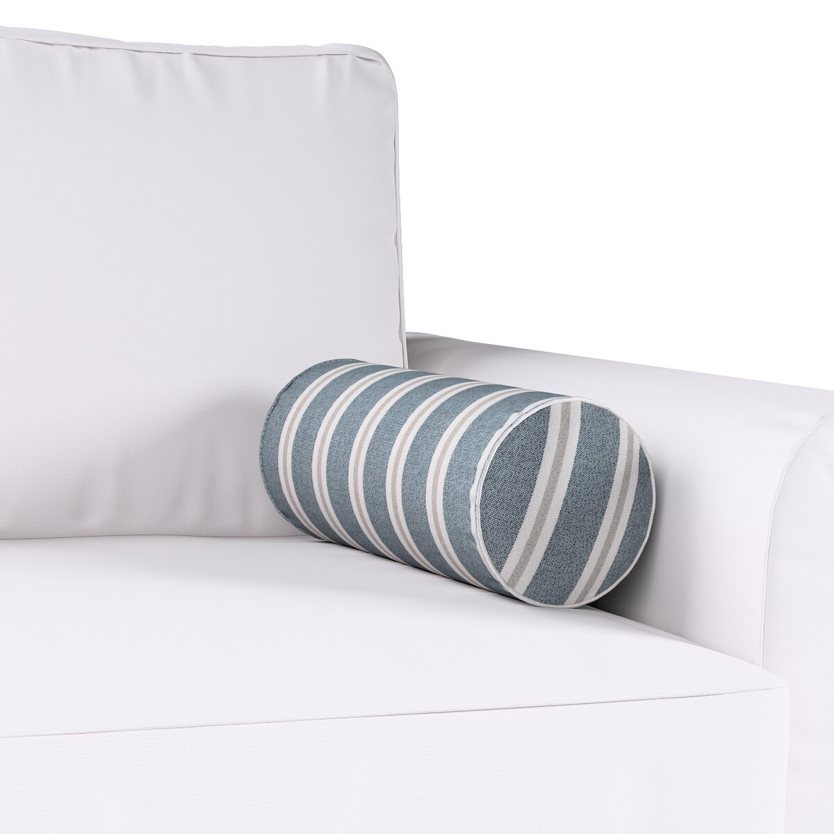 Poduszka wałek prosty, niebiesko-beżowe pasy, Ø16 x 40 cm, Scotti