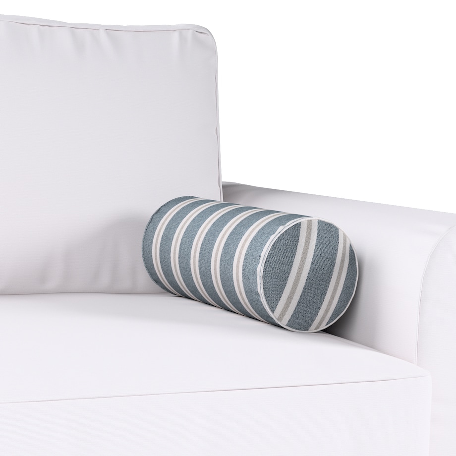 Poduszka wałek prosty, niebiesko-beżowe pasy, Ø16 x 40 cm, Scotti