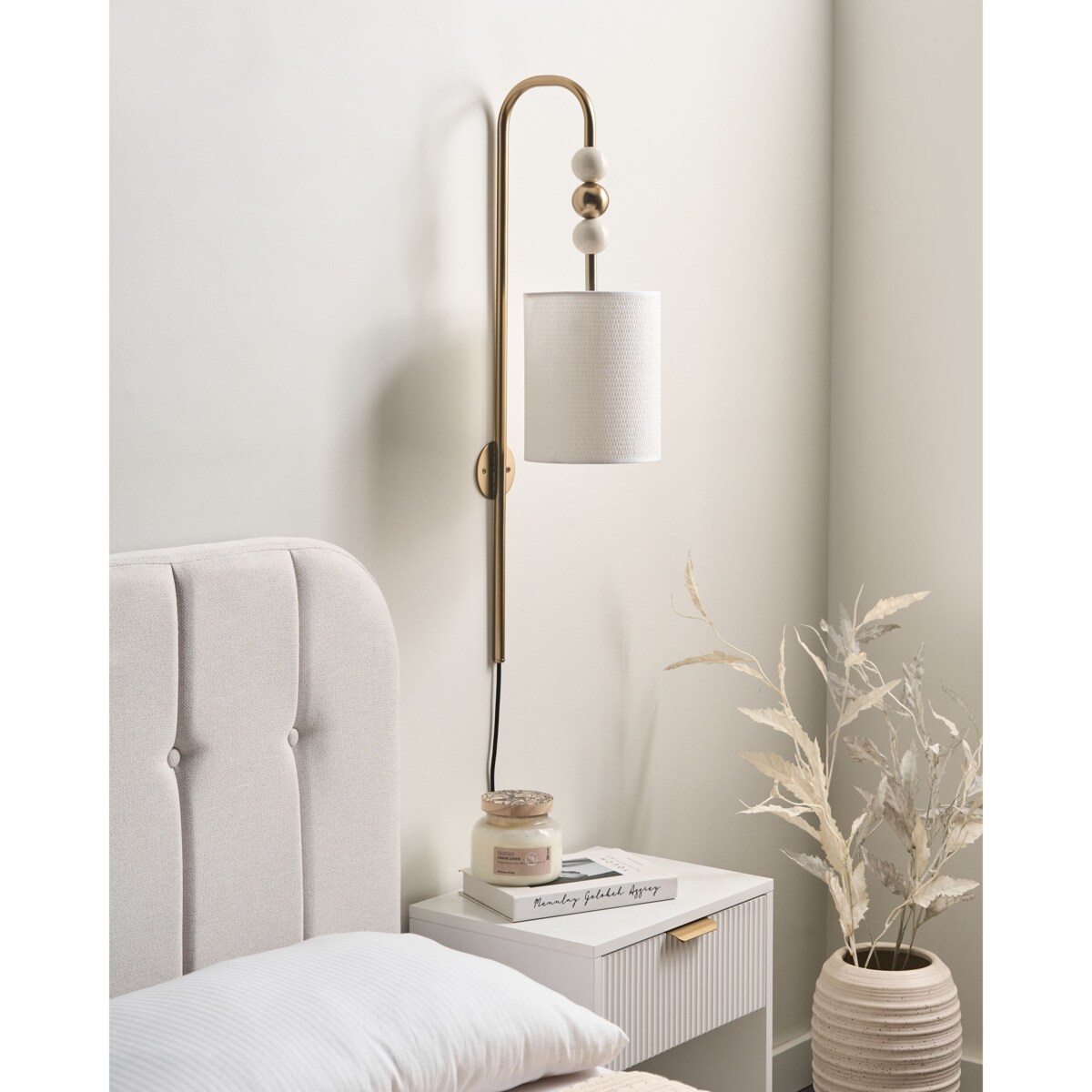 Lampa ścienna LOKY Metal Mosiężny/beżowy