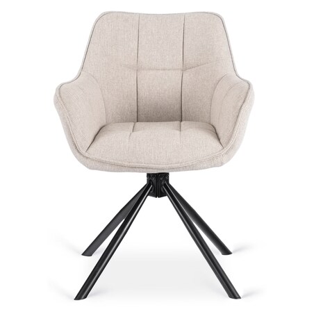 Krzesło Tapicerowane Obrotowe Kubełkowe Do Jadalni Salonu Beżowe PEONY 2