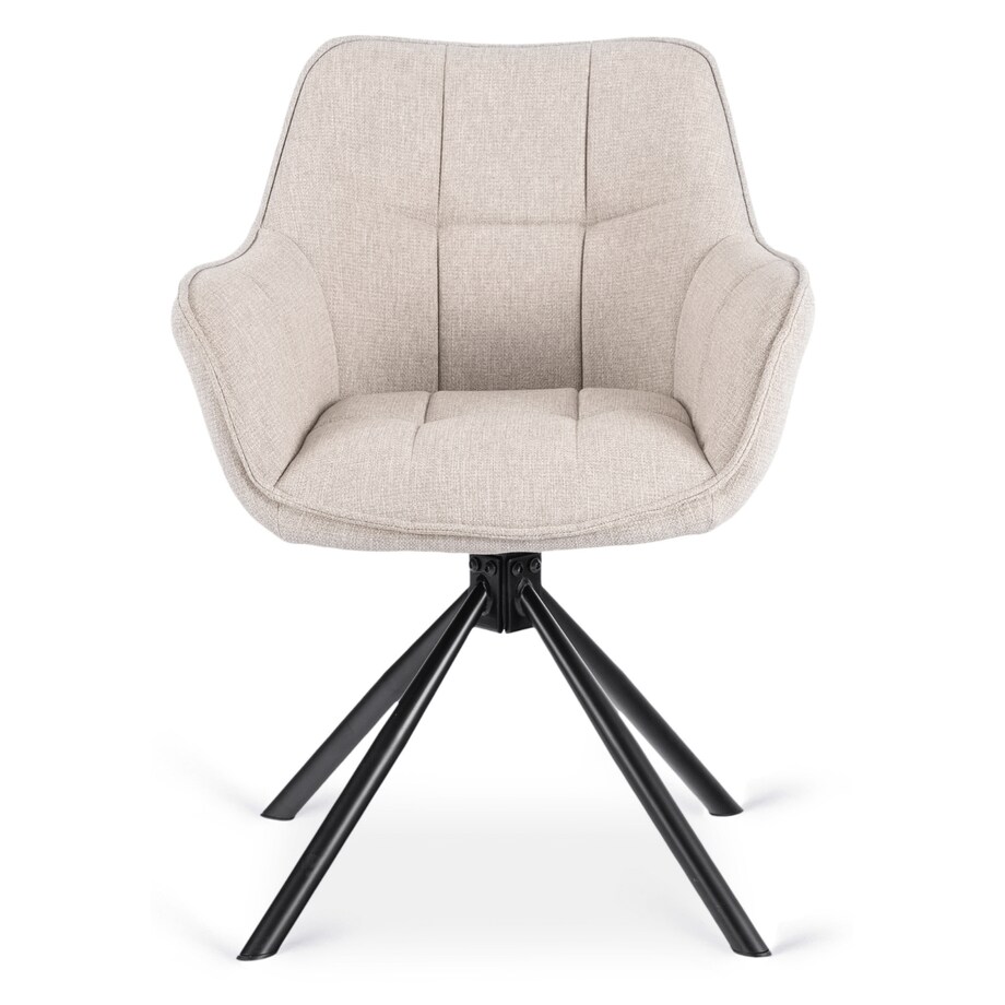 Krzesło Tapicerowane Obrotowe Kubełkowe Do Jadalni Salonu Beżowe PEONY 2