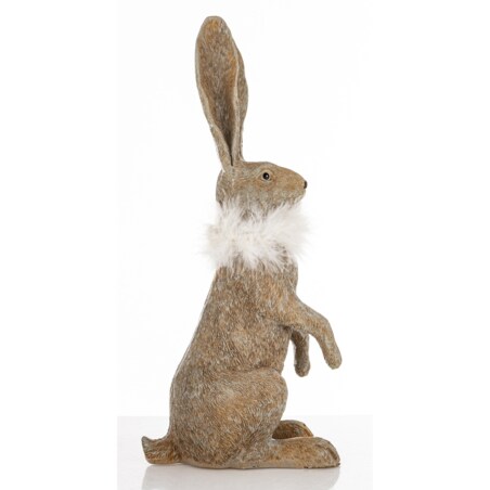 Dekoracja - zając szary 32x10x14,5 cm LONGORELA-3 i boa z piór