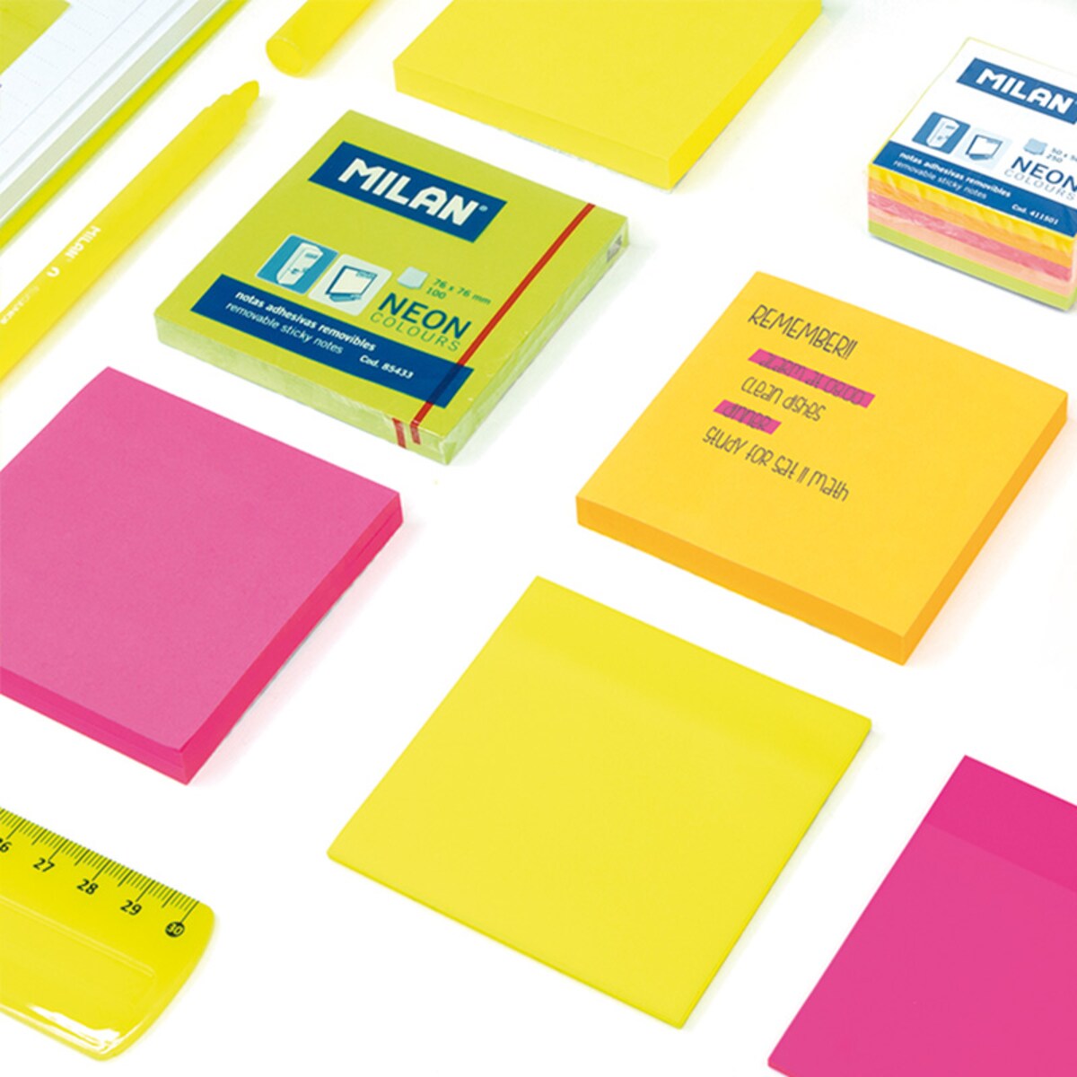 Karteczki samoprzylepne NEONOWE 76x76, op. 100 szt., żółte