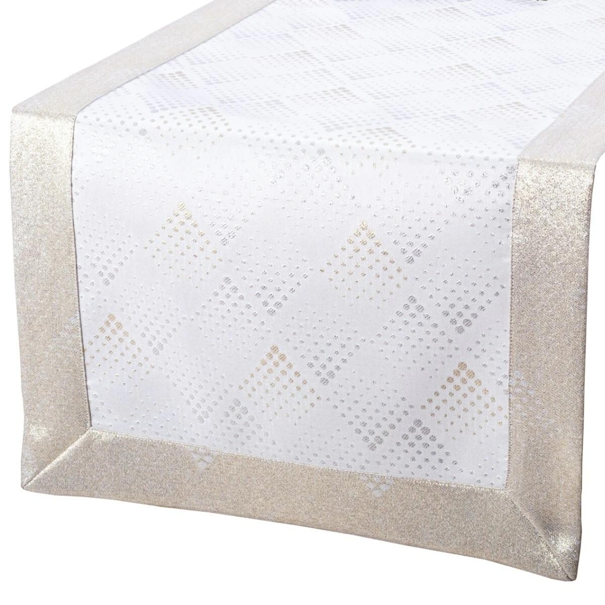 Bieżnik plamoodporny LZS kropki - 40x240 cm - złoty