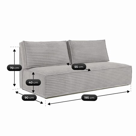 Kanapa Rozkładana z Funkcją Spania Sofa Dwuosobowa Do Salon Szara MAVIA