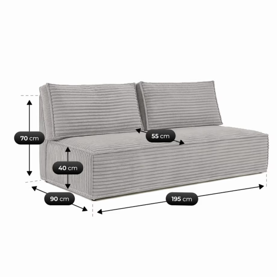 Kanapa Rozkładana z Funkcją Spania Sofa Dwuosobowa Do Salon Szara MAVIA