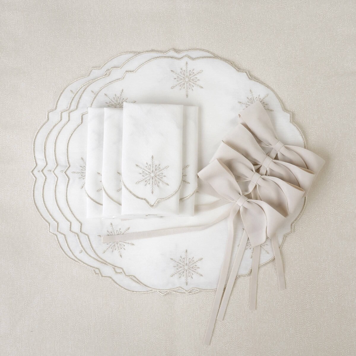 Aksamitne kokardki Alabaster Bows - 4 sztuki