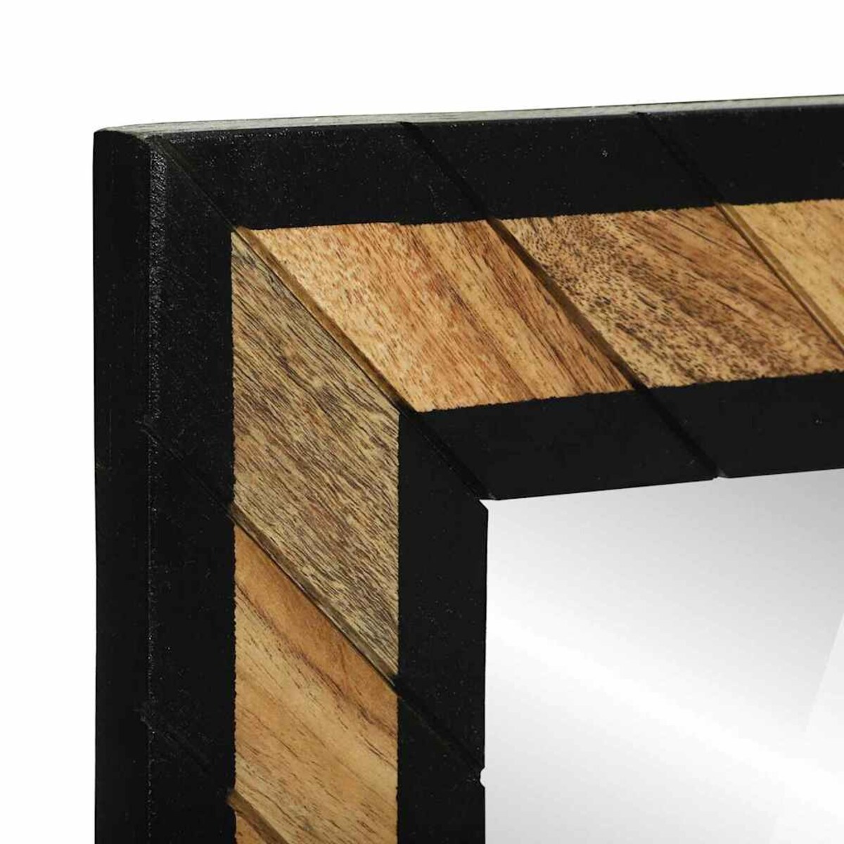 vidaXL Lustro Czarny i Brązowy 90 x 2 x 50 cm Drewno akacjowe