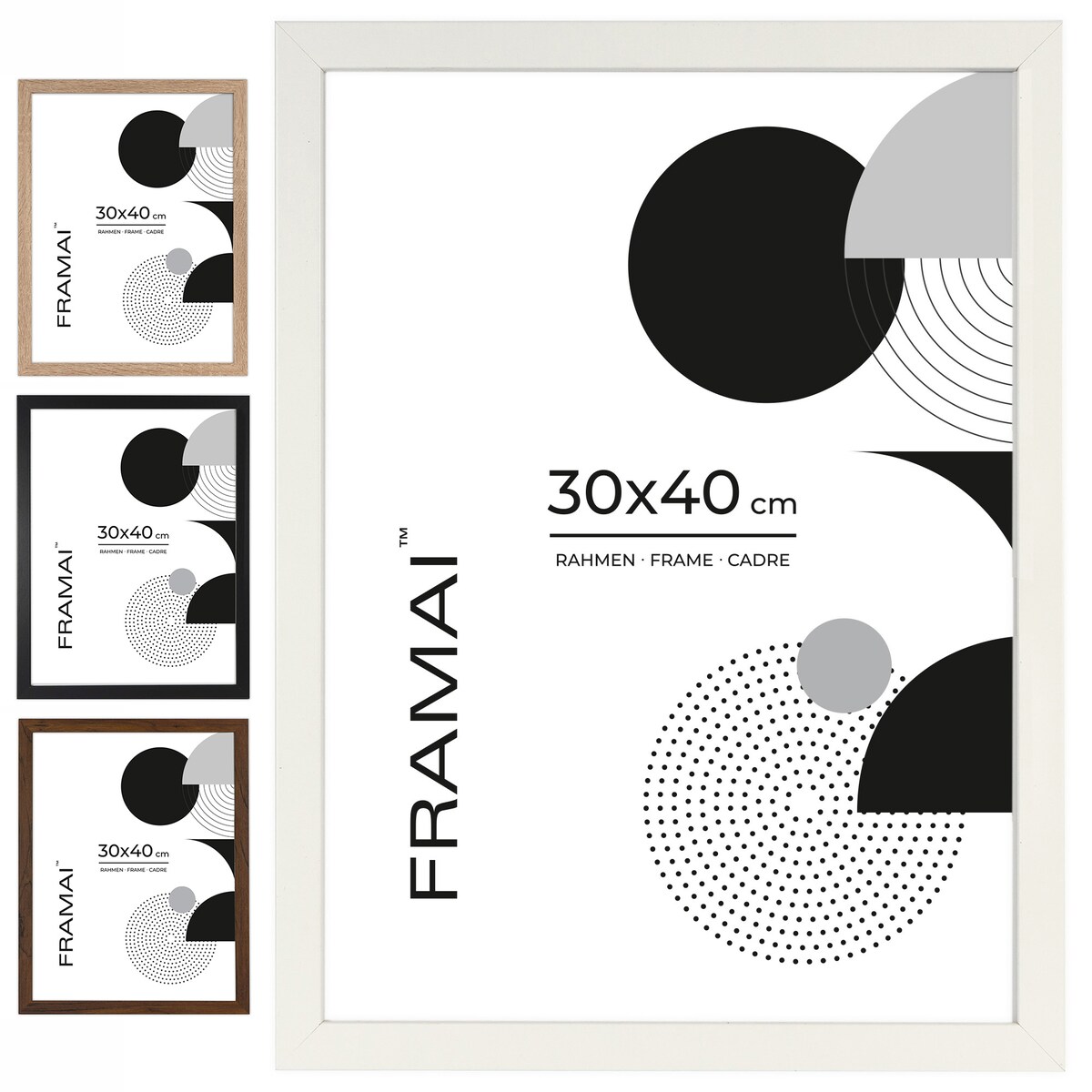 Ramka na zdjęcia 30x40 cm biała rama MDF z plexi do powieszenia pion poziom klasyczna ramka