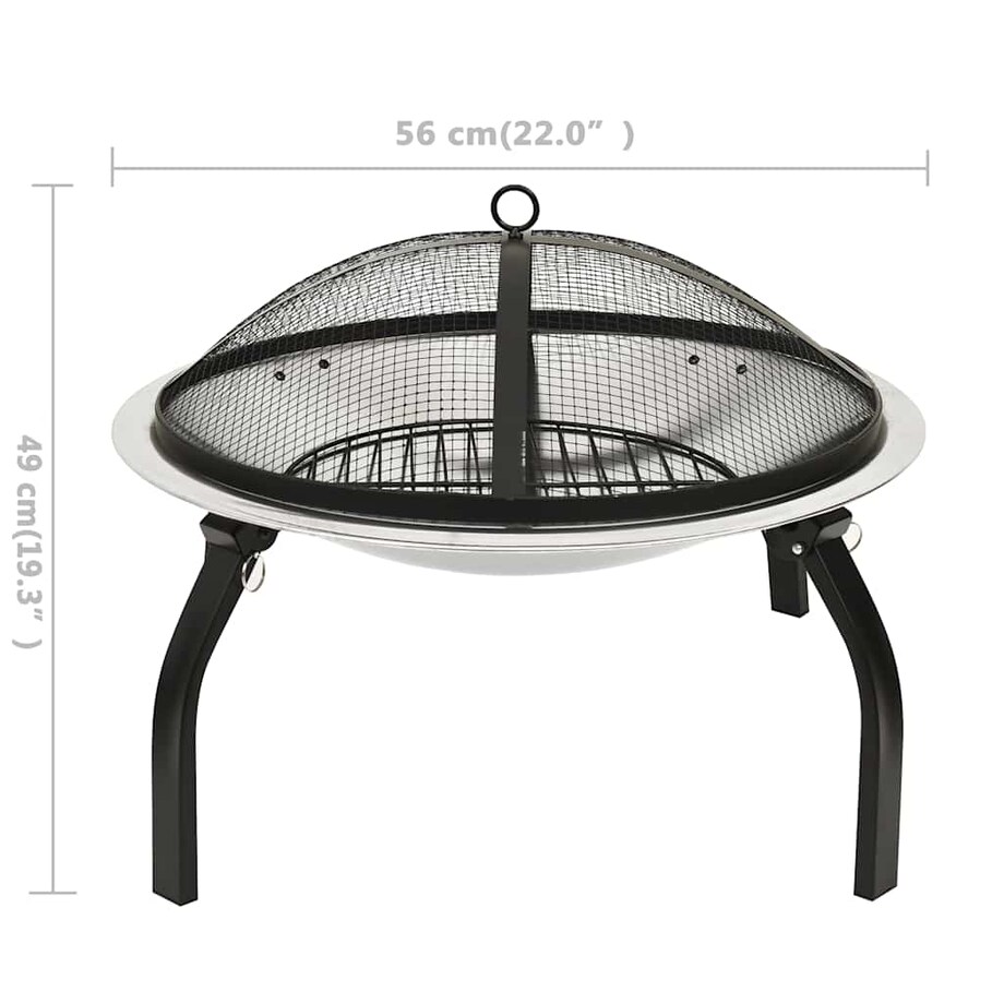 vidaXL Palenisko i grill 2-w-1, z pogrzebaczem, 56x56x49 cm, stal