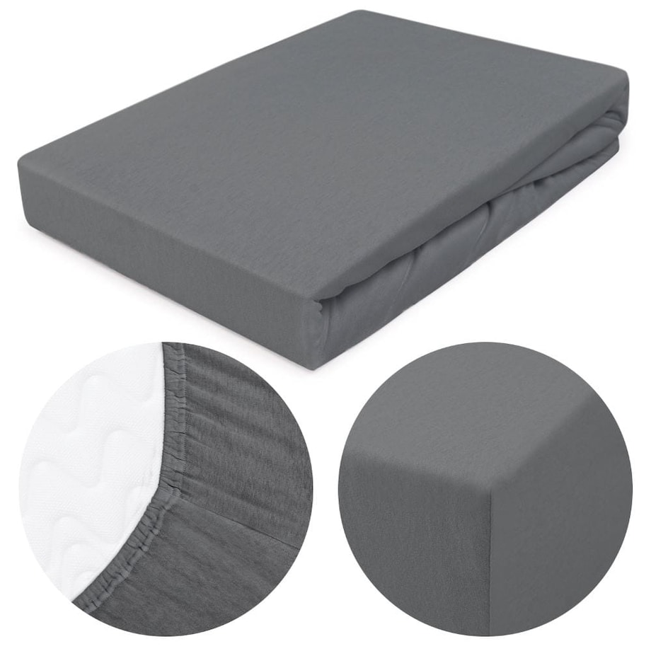 Prześcieradło z bawełny jersey z gumką 120x200 kolor szary PREMIUM