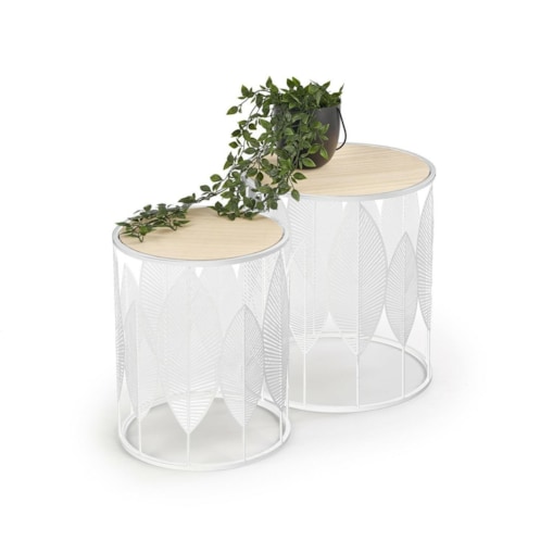 ZESTAW 2 STOLIKÓW kawowych Lifts BIAŁE 40x45 cm i 33x40 cm